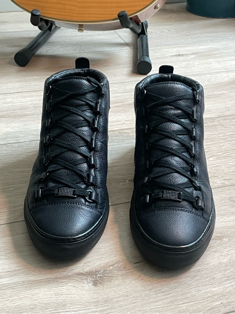 Balenciaga Arena High Navy Leather Sneakers
